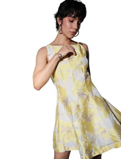 ONLY Women Floral Jacquard Fit & Flare Mini Dress