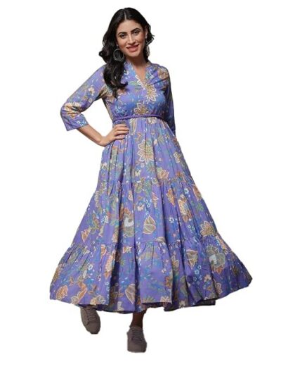 BIBA Cotton Tiered Casual Printed Dress