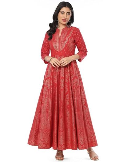 BIBA Cotton Printed Straight Casual Dress